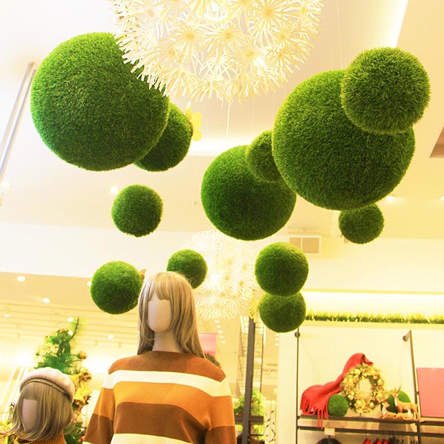 仿真植物草球吊頂?shù)沟? width=